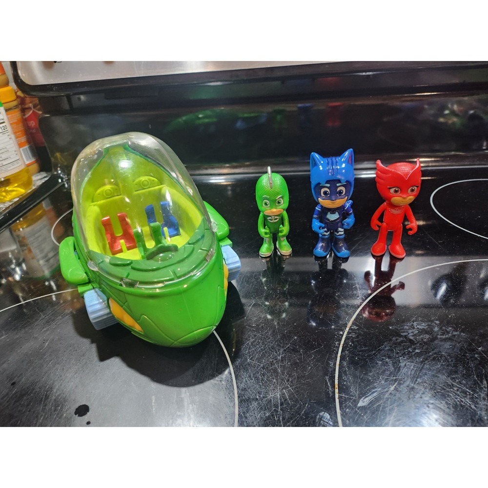 PJ Masks~Deluxe Gekko Mobile Green w/3 Figures~Lights and Sounds Tested~WORKS